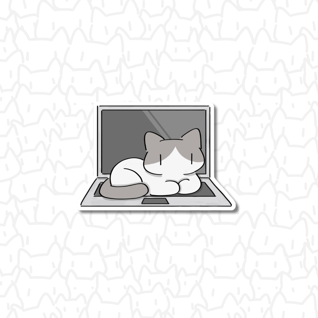 Cat on laptop Sticker