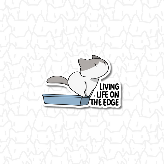 Living life on the edge cat Sticker